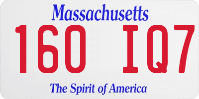 MA license plate 160IQ7