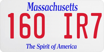 MA license plate 160IR7