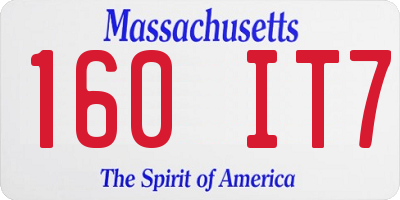 MA license plate 160IT7