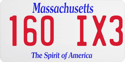 MA license plate 160IX3