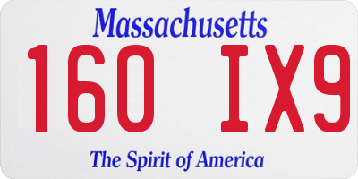 MA license plate 160IX9