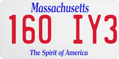 MA license plate 160IY3