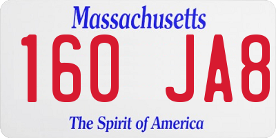 MA license plate 160JA8