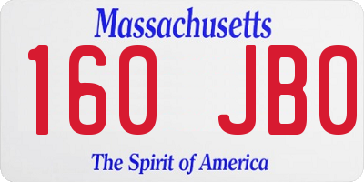 MA license plate 160JB0
