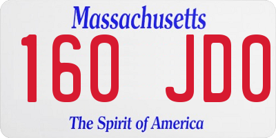 MA license plate 160JD0