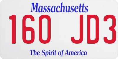 MA license plate 160JD3