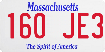 MA license plate 160JE3