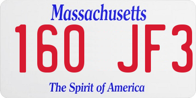 MA license plate 160JF3