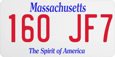 MA license plate 160JF7