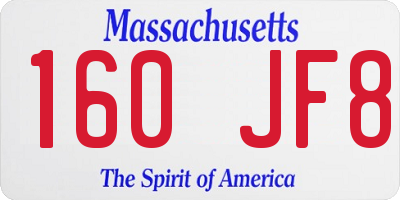 MA license plate 160JF8