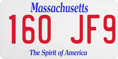 MA license plate 160JF9