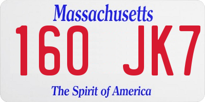 MA license plate 160JK7