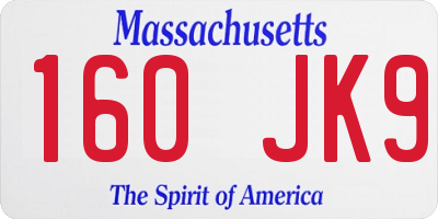 MA license plate 160JK9