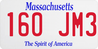 MA license plate 160JM3