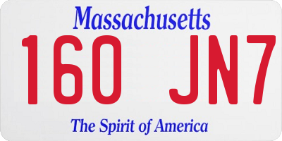 MA license plate 160JN7