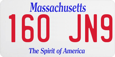 MA license plate 160JN9