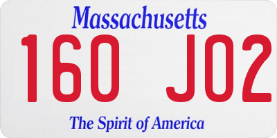 MA license plate 160JO2