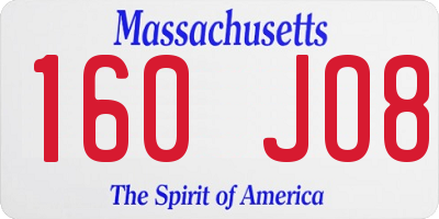 MA license plate 160JO8