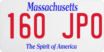 MA license plate 160JP0