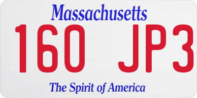 MA license plate 160JP3