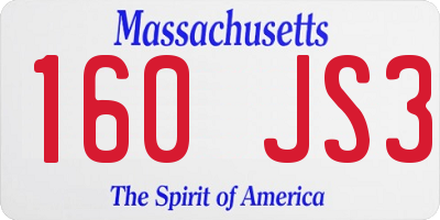 MA license plate 160JS3