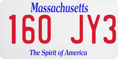 MA license plate 160JY3