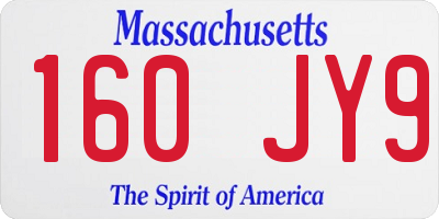 MA license plate 160JY9
