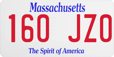 MA license plate 160JZ0