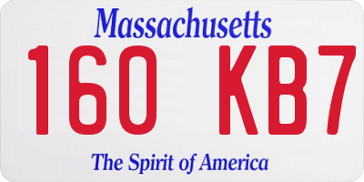 MA license plate 160KB7