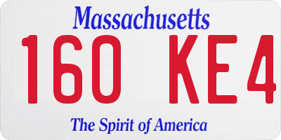 MA license plate 160KE4