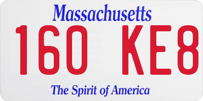 MA license plate 160KE8