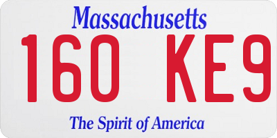 MA license plate 160KE9