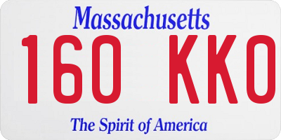 MA license plate 160KK0