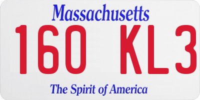 MA license plate 160KL3