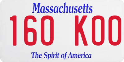MA license plate 160KO0