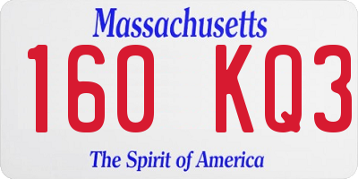 MA license plate 160KQ3