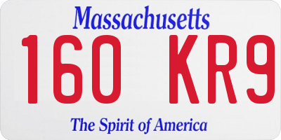 MA license plate 160KR9