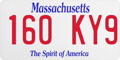 MA license plate 160KY9