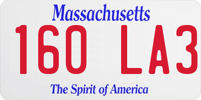 MA license plate 160LA3