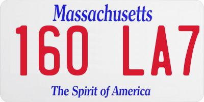 MA license plate 160LA7