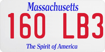 MA license plate 160LB3