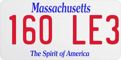 MA license plate 160LE3