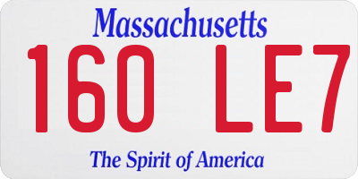 MA license plate 160LE7