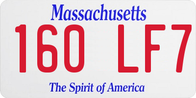 MA license plate 160LF7