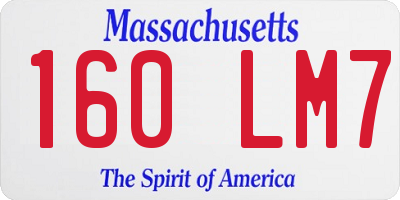 MA license plate 160LM7