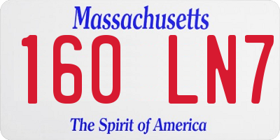 MA license plate 160LN7