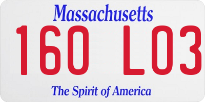 MA license plate 160LO3
