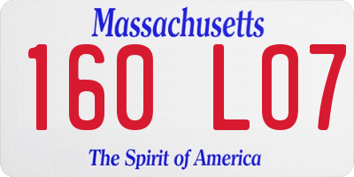 MA license plate 160LO7