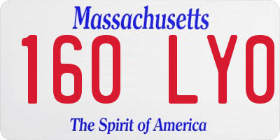 MA license plate 160LY0