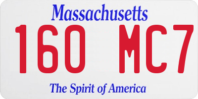 MA license plate 160MC7